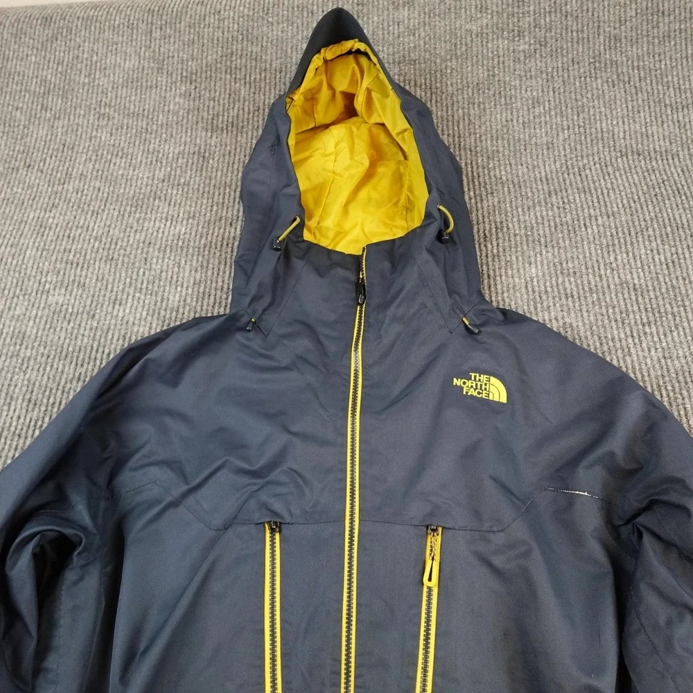 The North Face DryVent Jacket Mens Large Blue Yellow Hooded Triclimate Shell